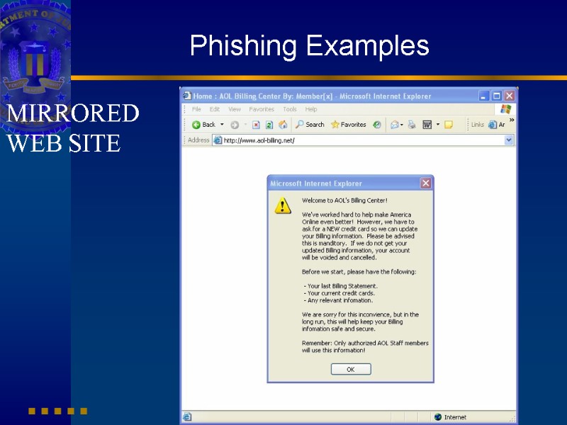 Phishing Examples MIRRORED WEB SITE